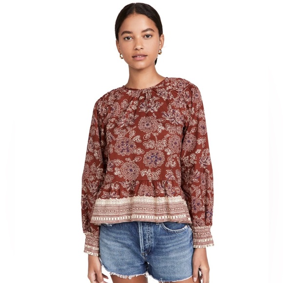 NWOT Veronica Beard Kester floral-print peplum blouse - Picture 2 of 11